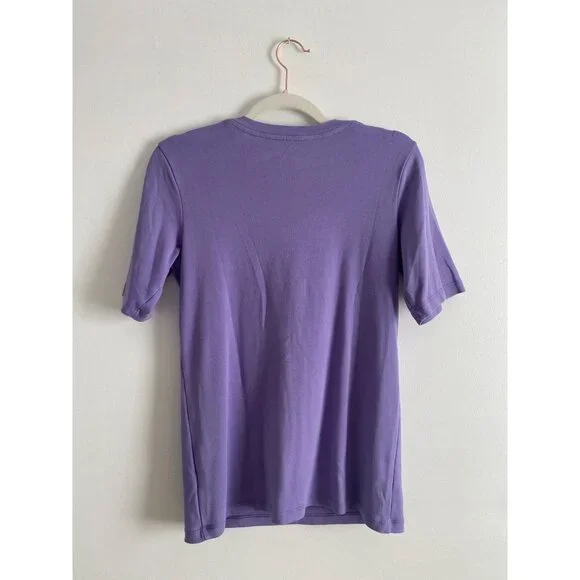Chico's Purple V-Neck Short Sleeve True Color Tee Size 1 Cotton/Spandex Blend - Picture 2 of 5